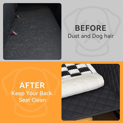 Backseat Dog Bed Non-Slip, Back Seat Pet Mat, Soft and Comfortable Dog Seat Covers for Travel, Pet Car Blanket for Backseat Extender and Seat Covers (Black&White, 51.2"x24.6")