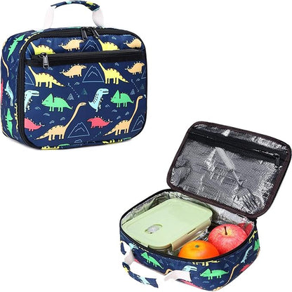 CAMTOP Backpack for Kids, Boys Preschool Backpack with Lunch Box Toddler Kindergarten School Bookbag Set (4-7Years,Dino-Navy Blue, 15/''(L)x11.8/''(H)*5.1/''(W))