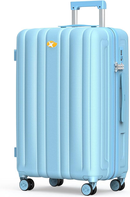 MGB Hardside Checked Luggage with Wheels, Lightweight Durable Medium Luggage with TSA Lock, PC Hard Shell Suitcase for Travel with 360°Double Spinner Wheels