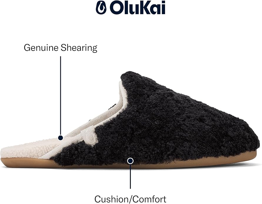 OLUKAI Hale Mule Women's Slipper, Women's Slip-On Shoes, Genuine Shearling with Fleece Lining, Wet Grip Soles for Inside & Outside Wear, Cute & Ultra-Soft Comfort Fit