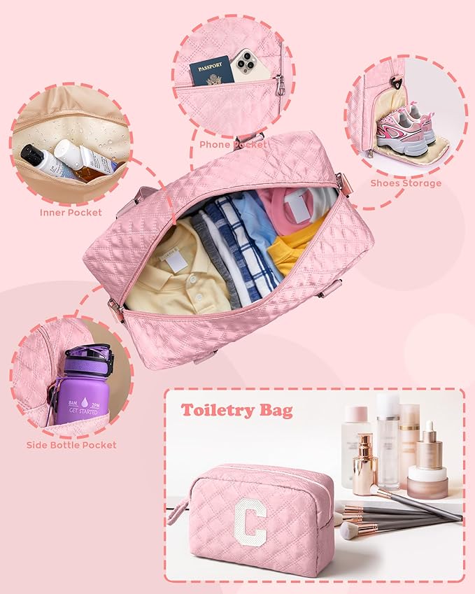 Teen Girl Gifts Trendy Stuff, Personalized Gifts, Initial Travel Duffel Bag or Teens, Monogram Overnight Bag, Trendy Stuff Gifts for Girls Friend Birthday Teacher Gift