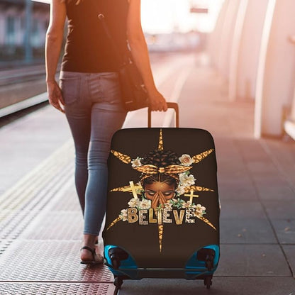 Travel Suitcase Protector African American Girl Elastic Protective Washable Luggage Cover With Concealed Zipper Suitable For 18-32 Inch(S (for 18-21 inch luggage))