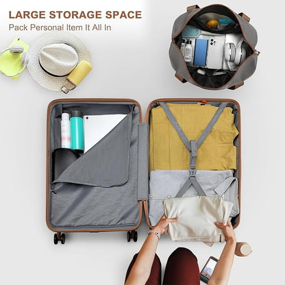 Kono Suitcase Set 3 Piece Luggage Set Expandable(only 28") PC+ABS Carry On Hardside Luggage with TSA Lock Spinner Wheels (Apricot Grey, 6 piece set)
