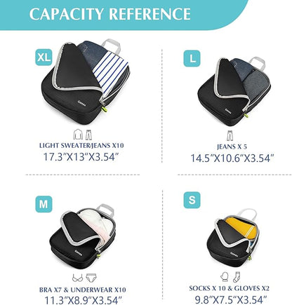 Gonex Compression Packing Cubes, 3pcs/4pcs Expandable Storage Travel Luggage Bags Organizers