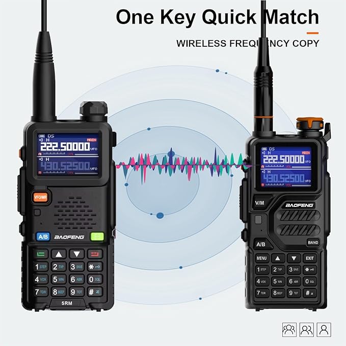 BAOFENG Radio 5RM 10W Ham Radio Long Range Handheld Multi-Band Two Way Radio NOAA FM AM(Airband) Receiver Walkie Talkies (Upgrade of UV-5R), Copy Frequency 999CH,Type C,Programming Cable,Speaker Mic