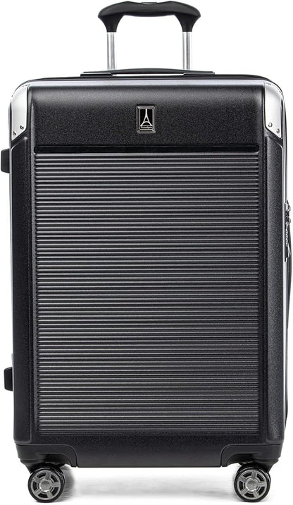 Travelpro Platinum Elite Hardside Expandable Checked Luggage, 8 Wheel Spinner, TSA Lock, Hard Shell Polycarbonate Suitcase, Shadow Black, Checked Medium 25-Inch