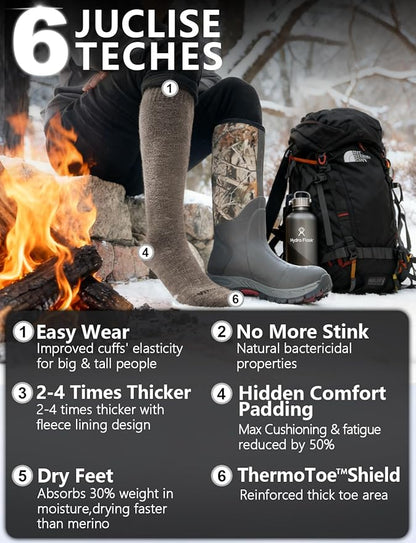 Alpaca Wool Heavyweight 15-25 mmHg Knee High Compression Support Socks Thick Winter Thermal Warm Soft Travel Flying