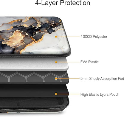 FINPAC Hard Laptop Sleeve Case for 13 inch MacBook Air M4 2025 A3240 M3 2024 A3113, 14 inch MacBook Pro M5/M4/M3/M2 A3434 A3401, 13" Air/Pro, Waterproof Case for Dell, Surface Laptop, Cloudy Marble