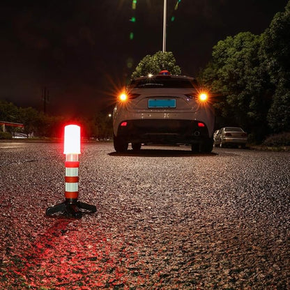 Twinkle Star Emergency Roadside Flares Kit LED Safety Strobe Road Warning Light Highway Beacon Alert Flare with Magnetic Base, Detachable Stand, Solid Storage Case (Set of 4)