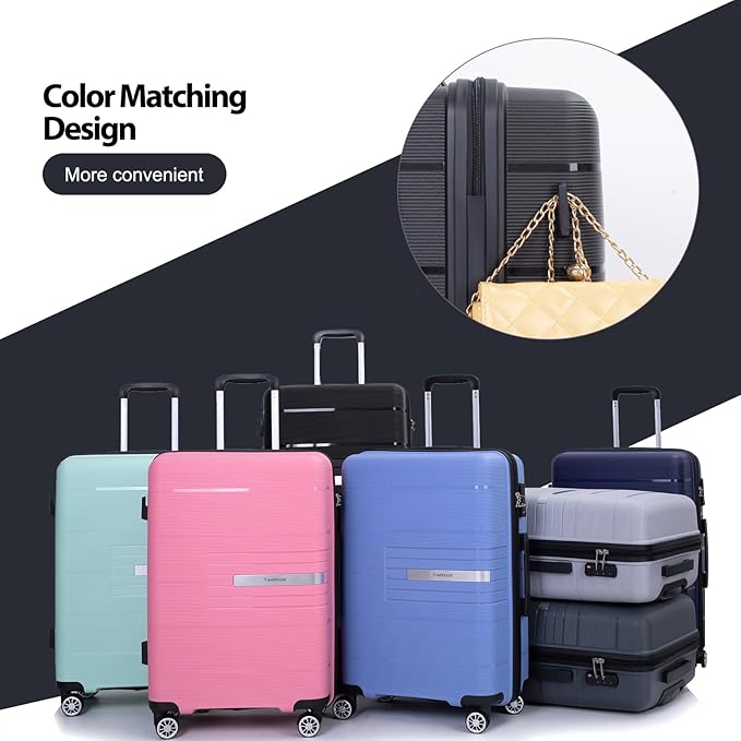 Luggage 3 Piece Sets Suitcase Set with Double Spinner Wheels, Lightweight Carry On Hardside Travel Luggage with TSA Lock, (20/24/28) (Black)