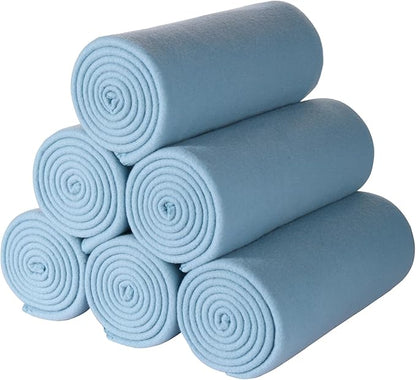 CAI TENG Fleece Throw Blankets Lightweight Warm Soft Cozy Kids Blanket Pet-Friendly Bulk Fleece Blanket Solid for Home, Bed, Sofa, Dorm, Office, Gifts, Outdoor Washed Blue 6 Pack 50 x 60 inch