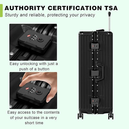AnyZip Carry On Luggage PC+ABS Aluminum Frame Zipperless Luggage Hard Shell Suitcase with TSA Lock Double Spinner Wheels 20 Inch Black