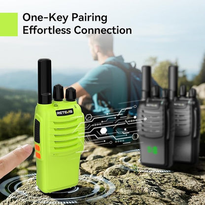 Retevis H-777 Walkie Talkies for Adults, 2 Way Radios Rechargeable Walkie Talkies Long Range, Portable FRS Two-Way Radios, Emergency Alarm LED Flashlight Type C Charger for Family Outdoor Trip(3 Pack)