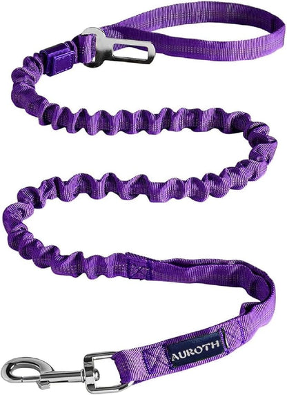 AUROTH Heavy Duty Bungee Dog Leash for Medium Large Breed Dogs, No Pull for Shock Absorption with Car Seat Belt, 2 Padded Handles 4.5FT 6FT Training Dog Leash