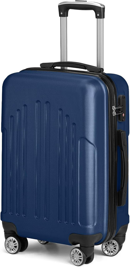 Karl home Carry On Luggage 22x14x9 Airline Approved, ABS Hardshell Suitcase with TSA Lock & Spinner Wheels, Durable Small Suitcase Rolling Luggage for Business Travel, Navy Blue