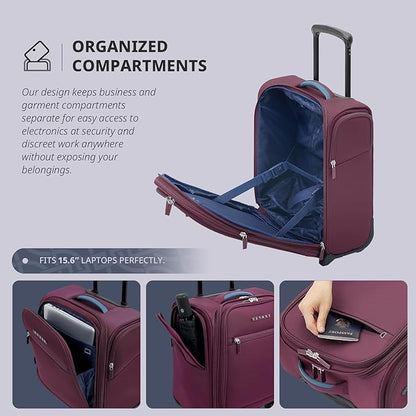 Verage Carry On Underseat Luggage with 2 Wheels & USB Port, 16 Inch Wheeled Spinner Bag Carry-on Luggages for Airlines, Lightweight Suitcase Men Women, Pilots and Crew (Upgrade-16-Inch)