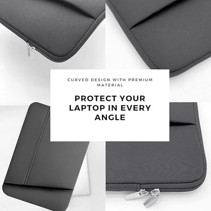 TEDNETGO Laptop Case, 15.6 inch Laptop Sleeve, Sturdy 15 inch HP Computer Bag, Lenovo Computer Briefcase Carrying Cover Case 16 inch Neoprene Bag with Pockets for Dell Asus Gifts for Women Men, Grey