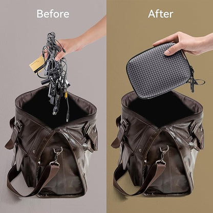 SIMTOP Electronics Organizer Cord Organizer Travel, Small Tech Bag for Cords, Chargers, Power Bank, Earbuds – Portable Cable Pouch for Office, Business Trip, Commute – Water & Scratch-Resistant