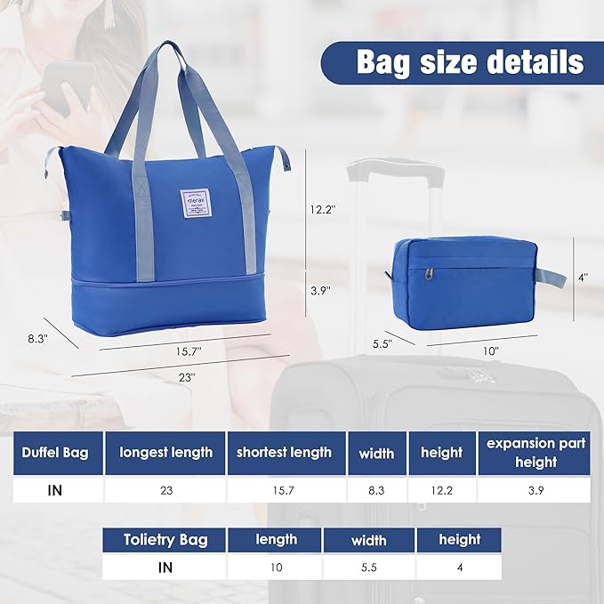 Merax Softside Luggage Set, Travel Suitcase Expandable Lightweight, 3 Piece Luggage Sets with Duffel Bag 22" 26" 30" Suitcase with TSA Lock Spinner Wheels,Navy Blue