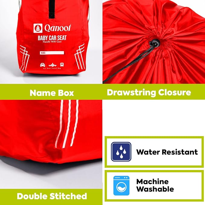 Infant Car Seat Travel Bag for Airplane - Durable Gate Check Bag for Car Seats that fits easily on Convertible Car Seats, Infant Carriers & Booster Seats (Hand Carry Bag, Red)