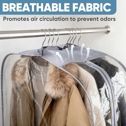 BALEINE 50'' Clear Garment Bags for Hanging Clothes, 10.5'' Wide PEVA Suit Bag for Closet Clothes Dresses Coat (Clear, 9PK)