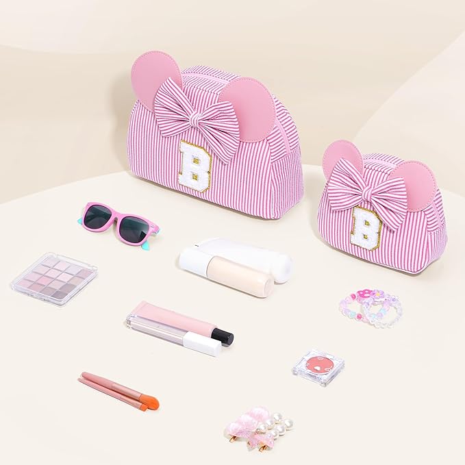 Initial Makeup Bag | Makeup Bags | Travel Cosmetic Bag | Birthday Gifts for Girls | Christmas Gifts for Kids | Birthday Gift for 4 5 6 7 8 9 10 11 12 13 Years Old Girl | Pink Z