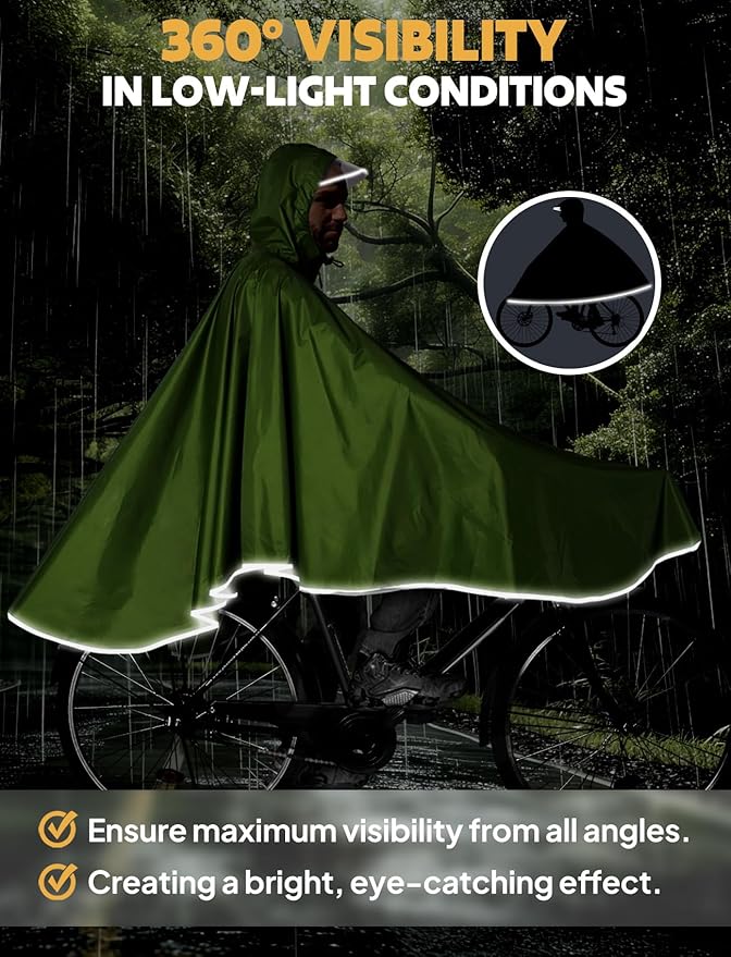 ANYOO Waterproof Rain Poncho Bike Bicycle Rain Capes Lightweight Compact Reusable for Adults
