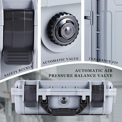 1 Pcs 11.3 x 8.7 x 4.2 Inch Waterproof Hard Case with DIY Customizable Foam Insert Portable Protective Case with Knife for Camera Drones Equipments Tools Test Instruments (Gray)