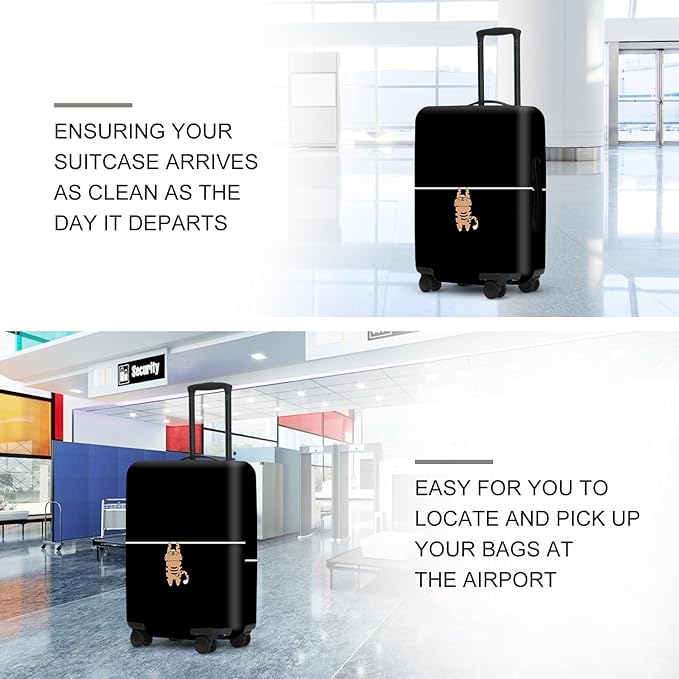 Black Tiger Luggage Protector, Washable Suitcase Cover Simple Cartoon Feline Anti-scratch for 32",34"Bag