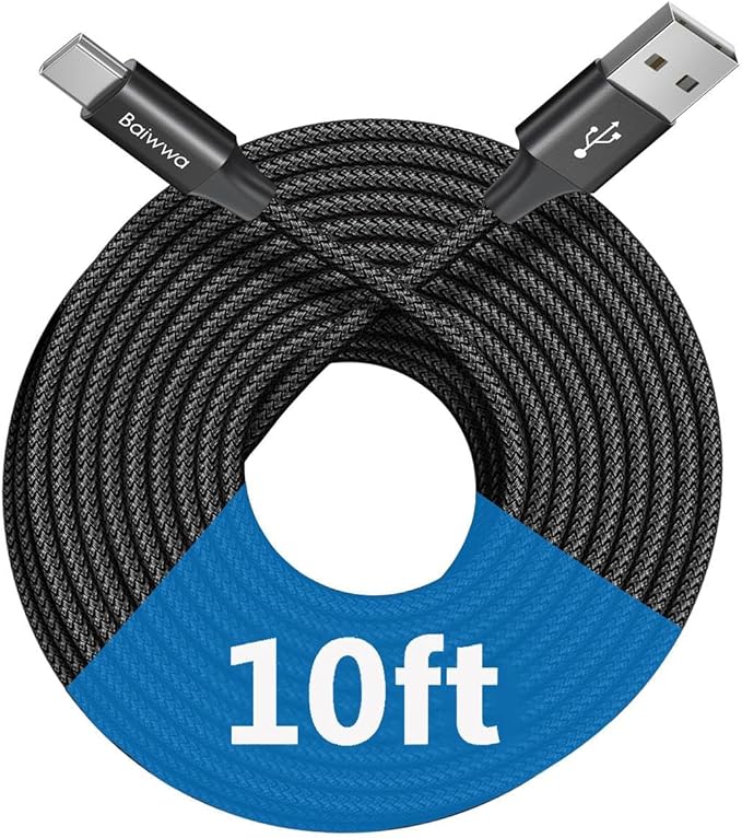 USB Type C Cable 10ft, Long USB C to USB A Cable Type C Fast Charger Cord for iPhone 17 16 15 Pro Max, Samsung Galaxy S25 S24 S23 S22, Pixel and More