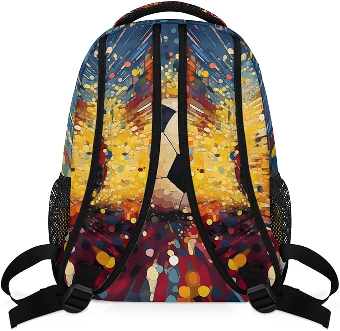 Art Football Backpack for Women Men Kids 16 Inch Laptop Backpack Lightweight Travel Backpack Purse Casual Daypack School Backpacks for Girls Boys