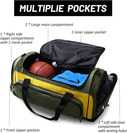 MIER Large Gym Bag for Men Sports Duffle Bag with Shoe Compartment 60L Lightweight Duffel Bags for Workout Fitness Travel