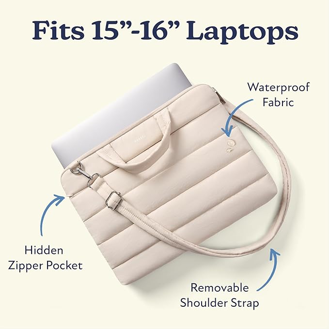 Vandel 15-16 inch Laptop Carrying Case Sleeve with Strap, Shoulder Bag with Handle, 16 in Laptop Computer Bag for Women, MacBook Air 15 Inch Carrying Case, MacBook Pro 16, 15.6 in HP, Dell Messenger