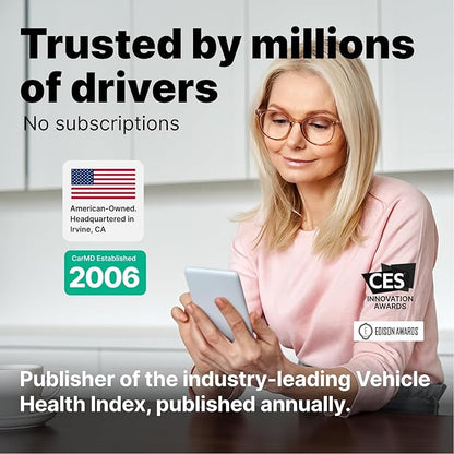 CarMD Connect – Real-Time Vehicle Location Sharing + Vehicle Health Monitoring | No Subscription | AI Auto Expert | Safety Alerts | Geofencing | Works on 1996+ OBDII Cars and Light Trucks