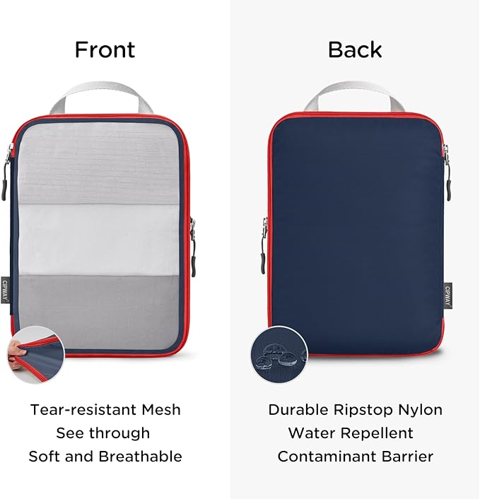 Cipway Mesh Compression Packing Cubes, Ultralight See Through Luggage Organizer Bags, Travel Essentials for Carry on Suitcase（3 Pcs,Blue）