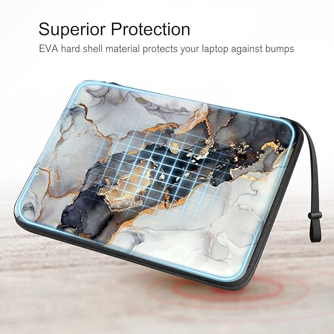 FINPAC Hard Laptop Sleeve Case for 13 inch MacBook Air M4 2025 A3240 M3 2024 A3113, 14 inch MacBook Pro M5/M4/M3/M2 A3434 A3401, 13" Air/Pro, Waterproof Case for Dell, Surface Laptop, Cloudy Marble