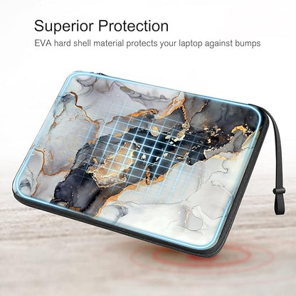 FINPAC Hard Laptop Sleeve Case for 13 inch MacBook Air M4 2025 A3240 M3 2024 A3113, 14 inch MacBook Pro M5/M4/M3/M2 A3434 A3401, 13" Air/Pro, Waterproof Case for Dell, Surface Laptop, Cloudy Marble