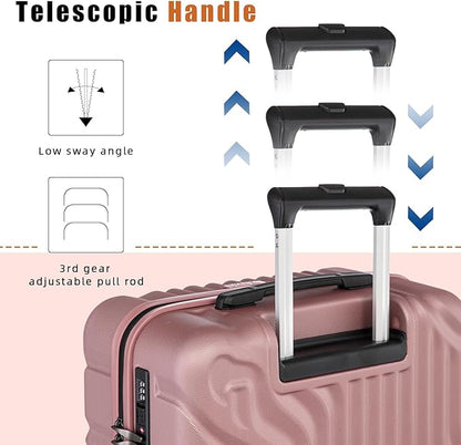 Luggage Sets Suitcase Sets 5 Piece Luggage Sets Suitcase with ABS Hard Shell Lightweight TSA Lock and Double Rotatable Detachable Wheels(RoseGold,20"/24"/28"/DB/TB)