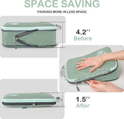 Cipway Compression Packing Cubes, Lightweight Travel Luggage Organizers with Shoe, Toiletry & Laundry Bags, Travel Essentials for Carry-on Suitcase (8 Piece, Sage Green)