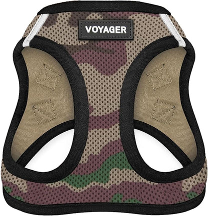 Best Pet Supplies Voyager Step-in Air Harness - All Weather Mesh, Reflective, No Pull Harness for Dogs, Cats - Secure with Hook & Loop Fastener, Buckle, Double D-Rings - Army/Black Trim, L