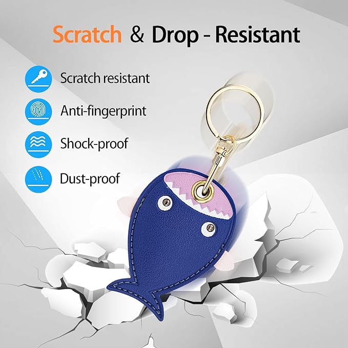 Leather Keychain Case Holder Compatible with Apple AirTag, GPS Airtag Keychain Finder Tracker with Key Ring, Anti-Scratch Protective Air Tag Cover