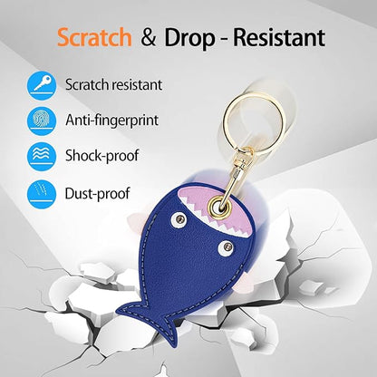 Leather Keychain Case Holder Compatible with Apple AirTag, GPS Airtag Keychain Finder Tracker with Key Ring, Anti-Scratch Protective Air Tag Cover
