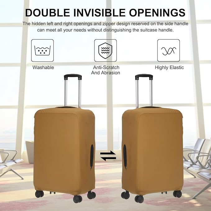 uxcell Travel Luggage Cover, Washable Suitcase Covers for Luggage Anti-scratch Suitcase Protector Elastic Baggage Protective, Fits 26-28 Inch Suit Case, Coffee
