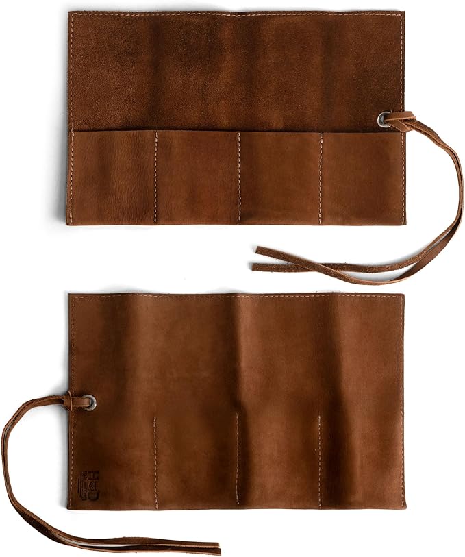 Hide & Drink, Leather Watch Roll Organizer Handmade from Full Grain Leather, Holds Up to 4 Watches, Easy Carry On Watchlover Storage (Swayze Suede)