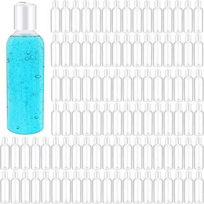 Roshtia 100 Pcs 3.4 oz Travel Bottles for Toiletries Clear Plastic Travel Size Containers Leak Proof Empty Refillable Liquid Containers Squeezable for Lotion Face Cream Shampoo Essential Oil (White)