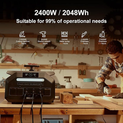 IEE 2400W/2048Wh Solar power station With 400W Solar Panel,P2400 Solar Generator(5000W Peak),1800W Super Fast Charging,APP Control Emergency Power Station for Home, Camping, Power Outages