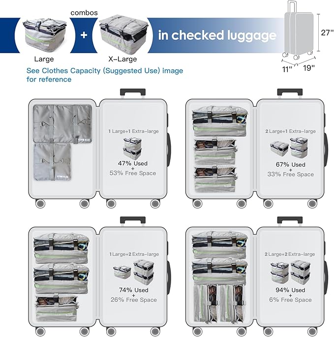 Grand Fusion Stow-N-Go Portable Hanging Travel Shelves, Packing Organizer for Luggage. Carry on Closet with Hanger for Clothes. Expandable Packing Cube. Travel Essentials, Light Gray - L