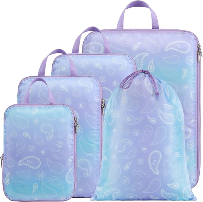 Cambond Compression Packing Cubes for Travel Women - Expandable Travel Bags Luggage Organizers Travel Essentials Compression Cubes for Travel Carry on Suitcases Organizer