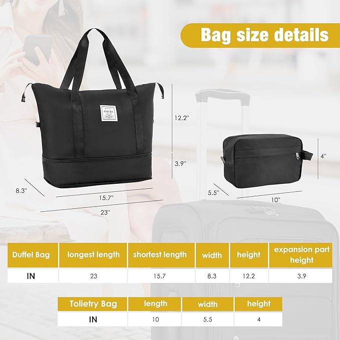 Merax Softside Luggage Set 3 Piece Suitcase with Duffel Bag Spinner Wheels Lightweight Expandable Travel Luggage 22" 26" 30",Black