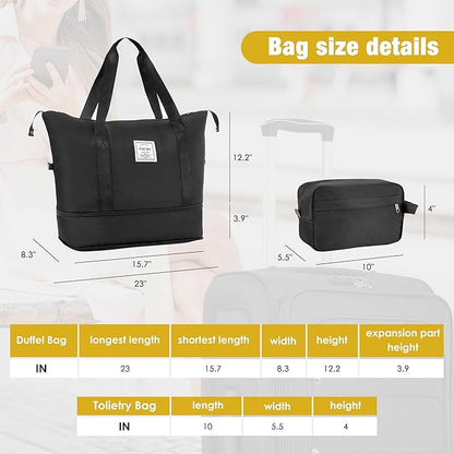 Merax Luggage Set, Softside Suitcase 3 Piece, Expandable Lightweight Luggage Sets with Duffel Bag 22" 26" 30" Suitcase with Wheels TSA Lock,Black